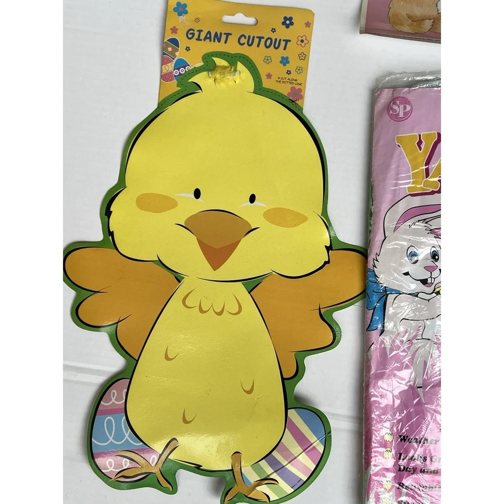 VTG 90s Easter Window Clings NOS 10 Pc Set Bunny Chick Cutouts Yard Sign Decor